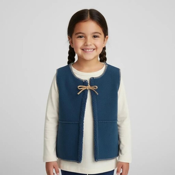 Genuine Girl Other - Genuine Girl Kids Sleeveless Outerwear Fleece Embroidered Vest Blue Size S(7)